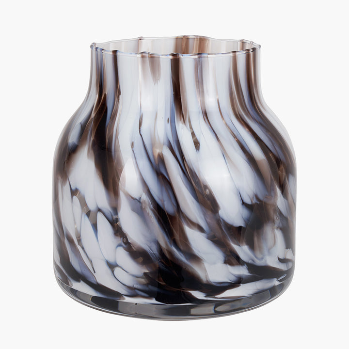 Brown and White Tortoiseshell Glass Vase