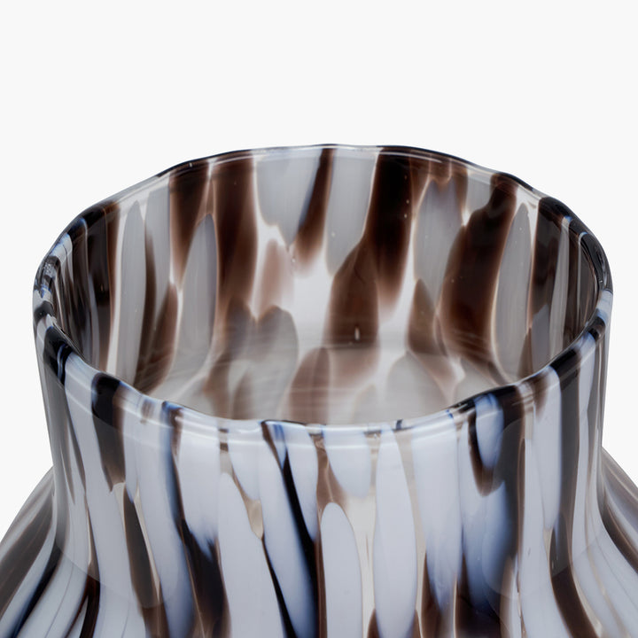 Brown and White Tortoiseshell Glass Vase Tall