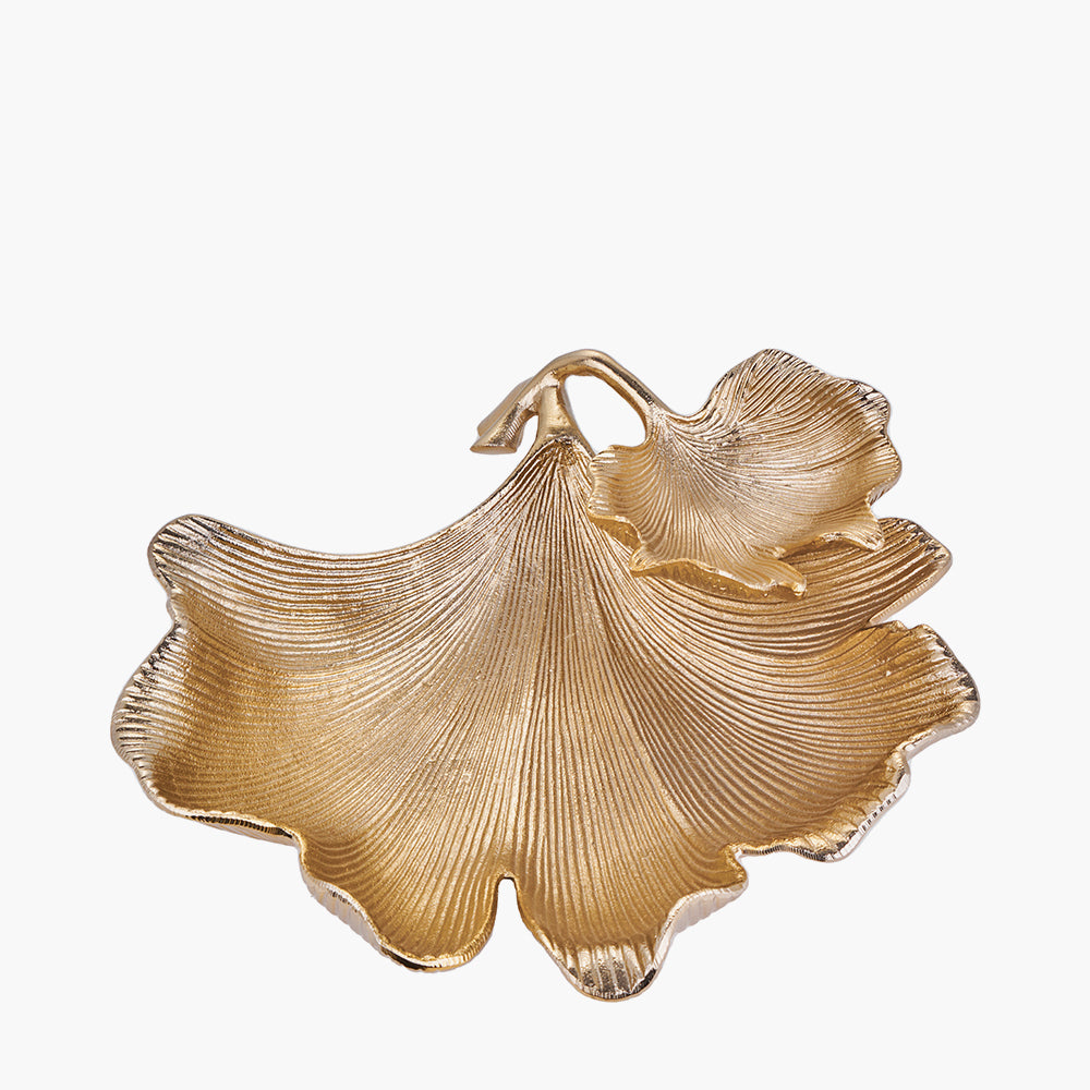 Gold Metal Dual Gingko Leaf Bowl