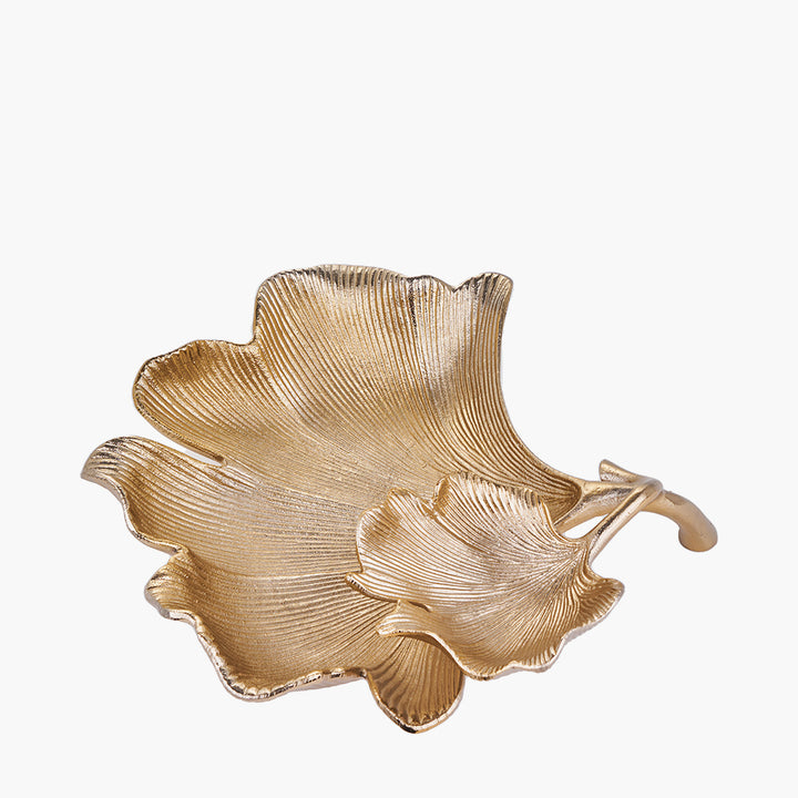 Gold Metal Dual Gingko Leaf Bowl