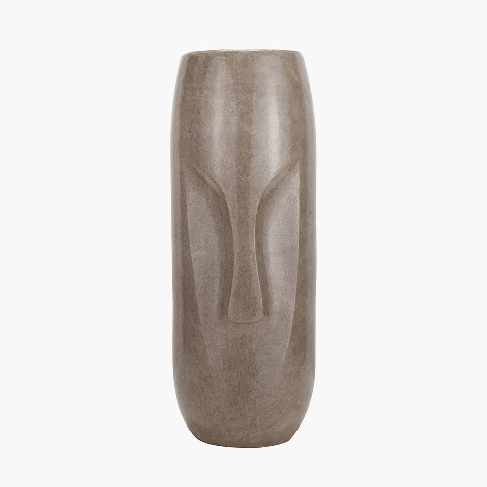 Visage Grey Stoneware Face Design Vase Tall