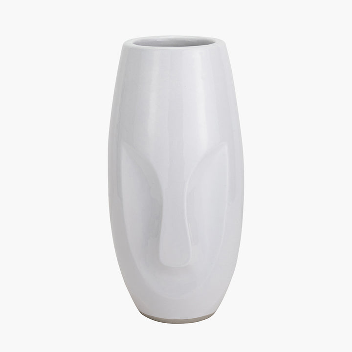 Visage White Stoneware Face Design Vase