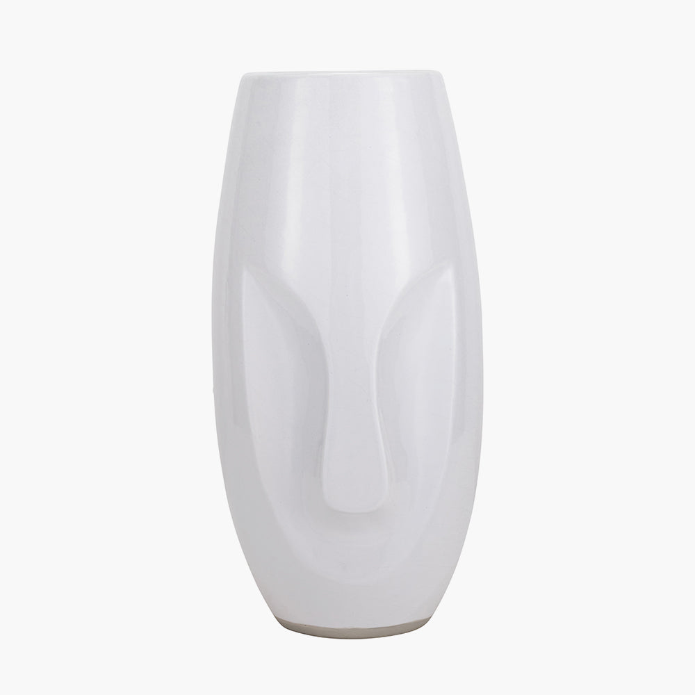 Visage White Stoneware Face Design Vase