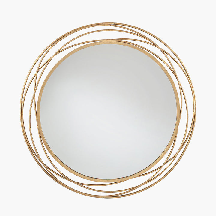 Antique Gold Metal Swirl Round Wall Mirror