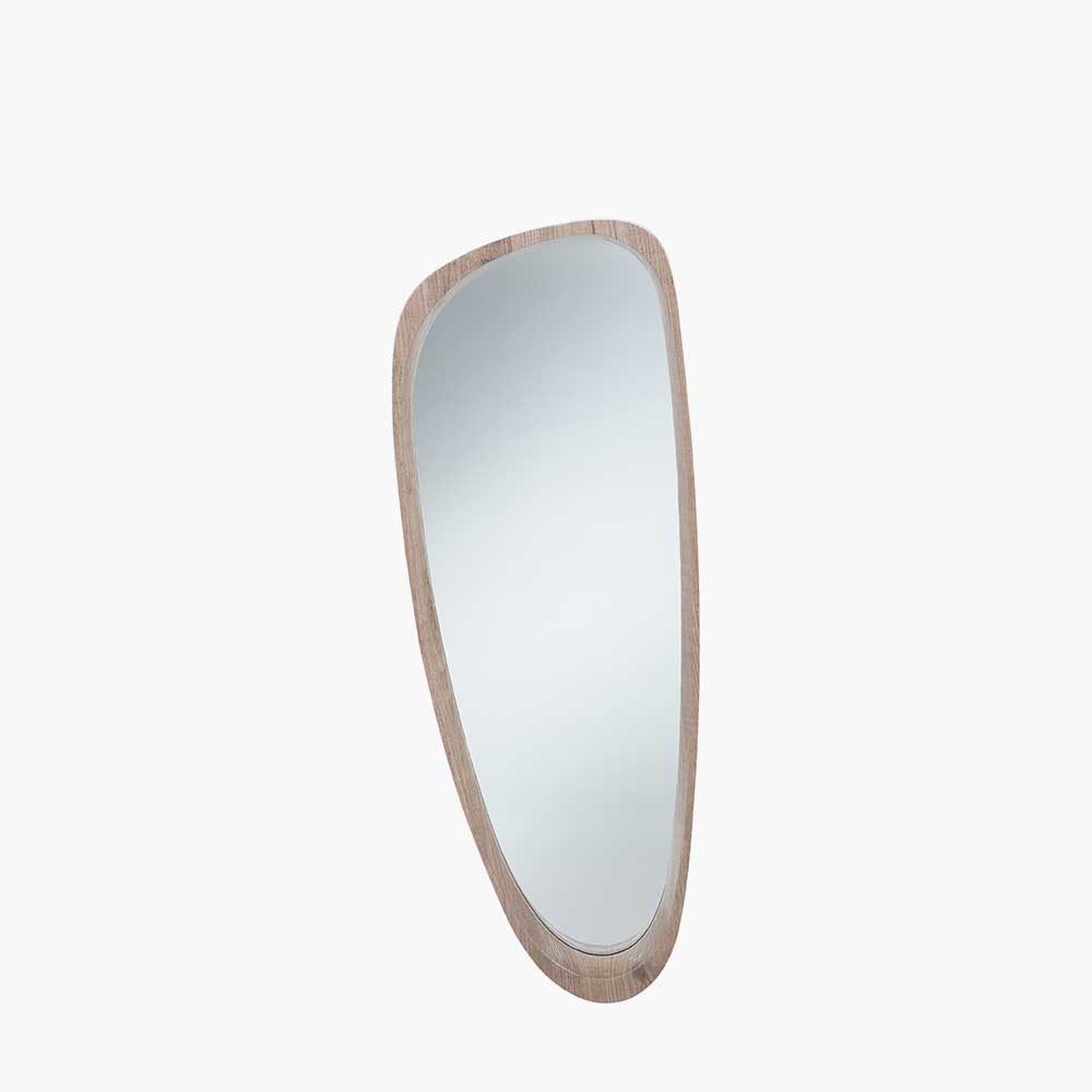 Natural Wood Veneer Teardrop Shaped Wall Mirror