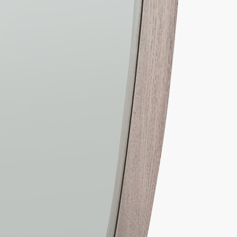 Grey Oak Wood Veneer Teardrop Shaped Wall Mirror