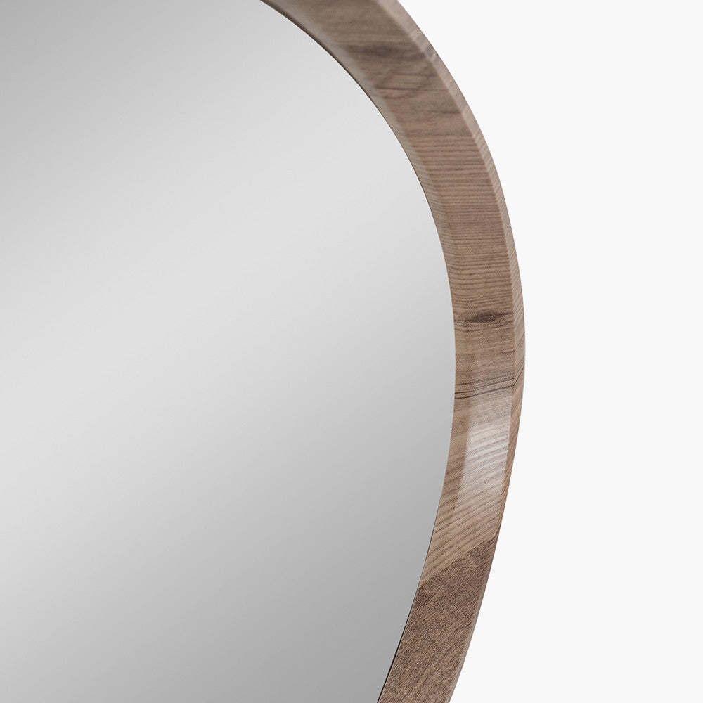 Natural Wood Veneer Curved Wall Mirror