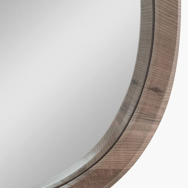 Natural Wood Veneer Curved Wall Mirror