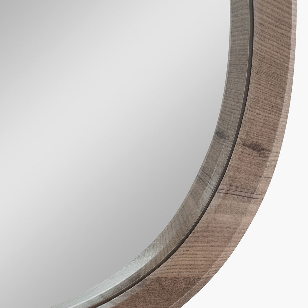 Natural Wood Veneer Curved Wall Mirror