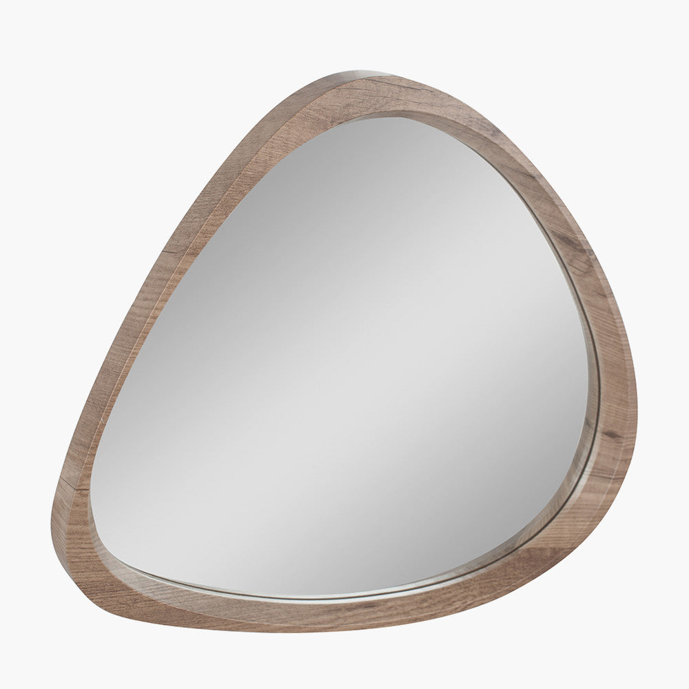 Natural Wood Veneer Curved Wall Mirror