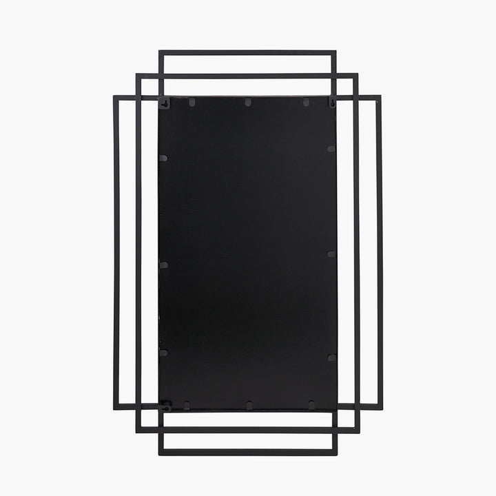 Black Metal Art Deco Rectangular Wall Mirror