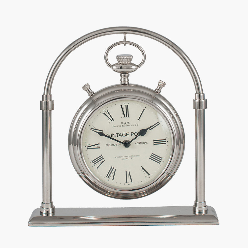 Silver Metal and Glass Carriage Clock