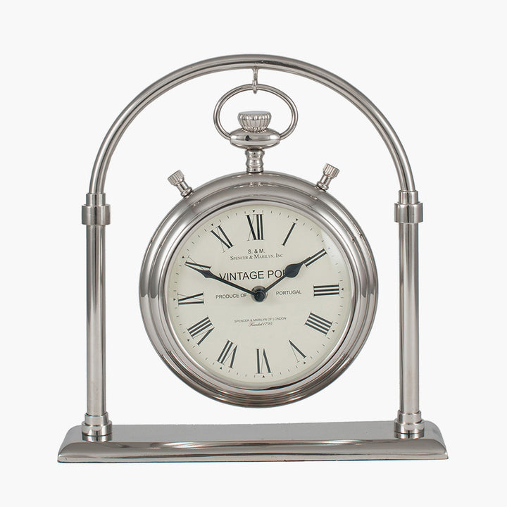 Silver Metal and Glass Carriage Clock