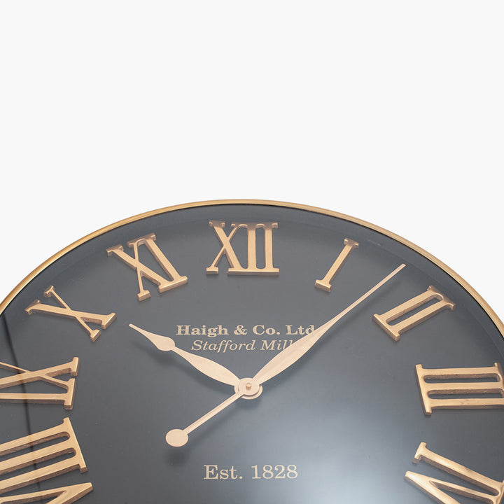 Antique Gold and Black Metal Wall Clock