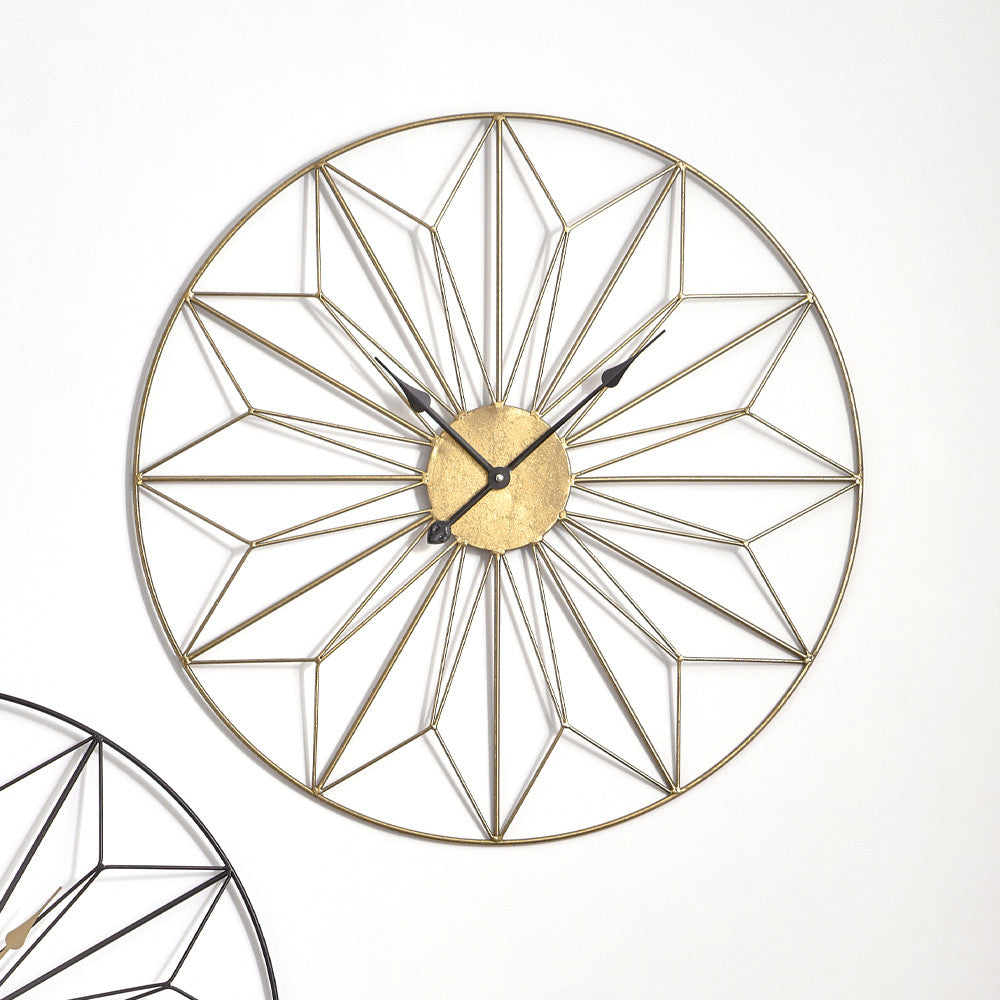 Gold Metal Geo Design Round Wall Clock