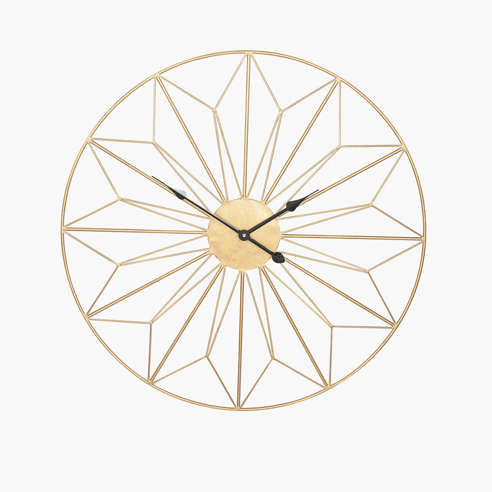 Gold Metal Geo Design Round Wall Clock