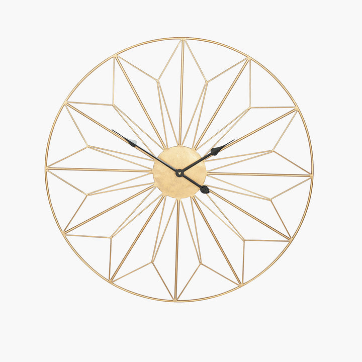 Gold Metal Geo Design Round Wall Clock