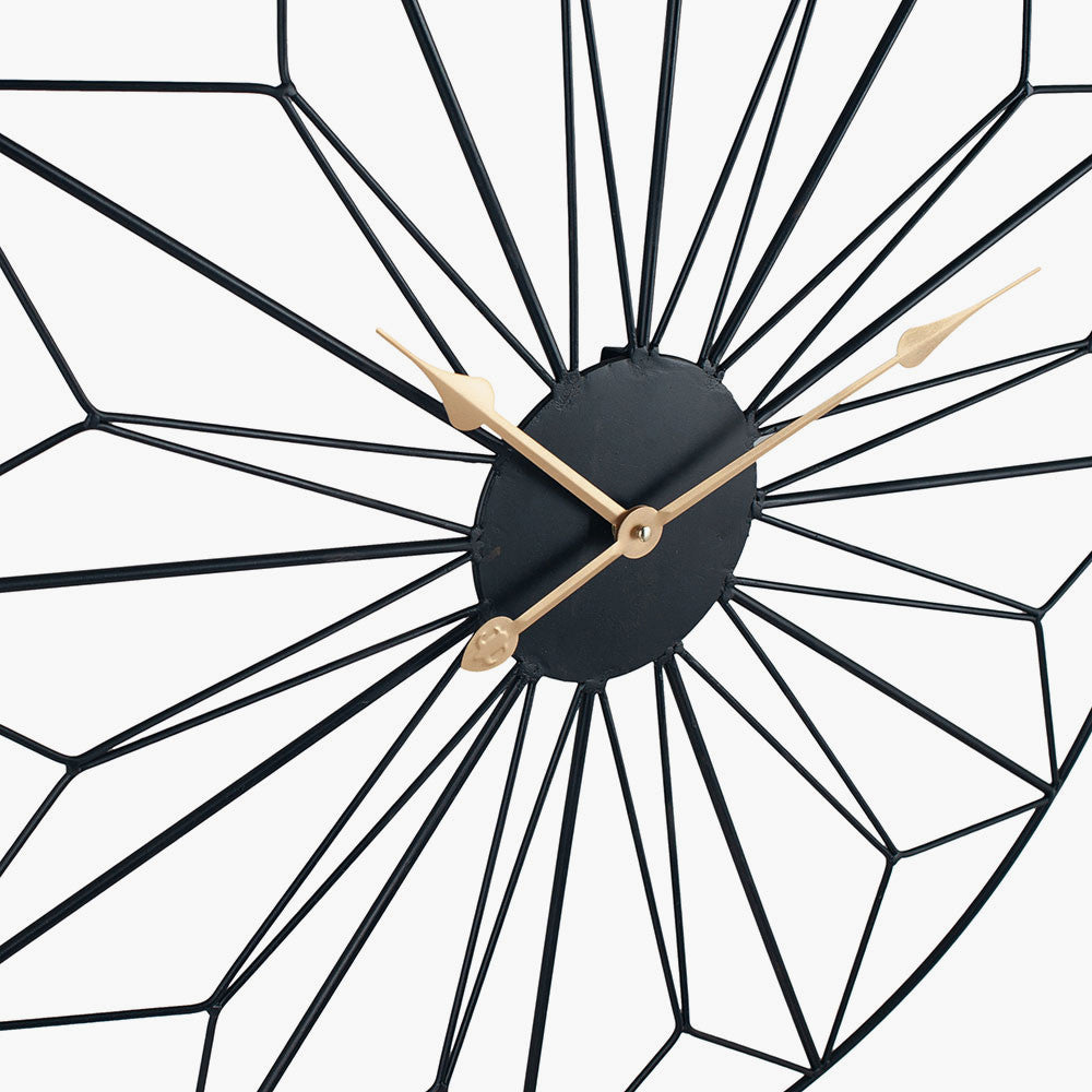 Black Metal Geo Design Round Wall Clock