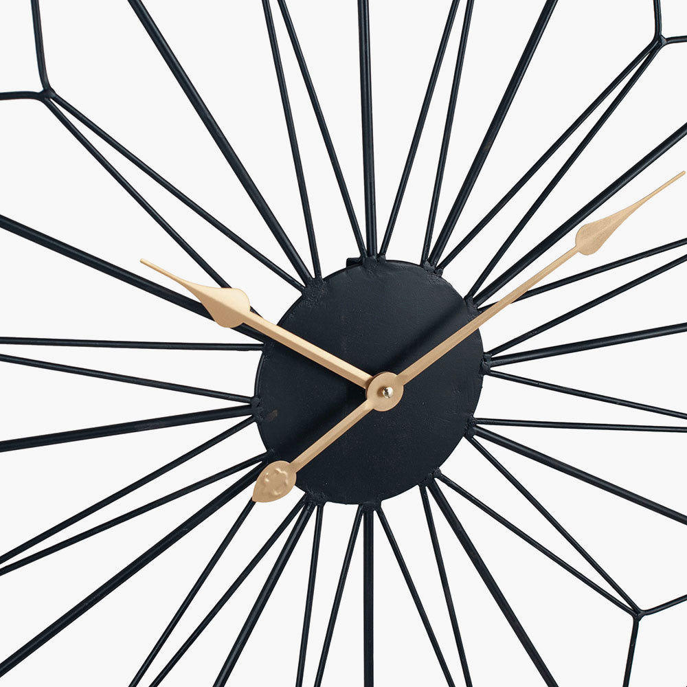 Black Metal Geo Design Round Wall Clock