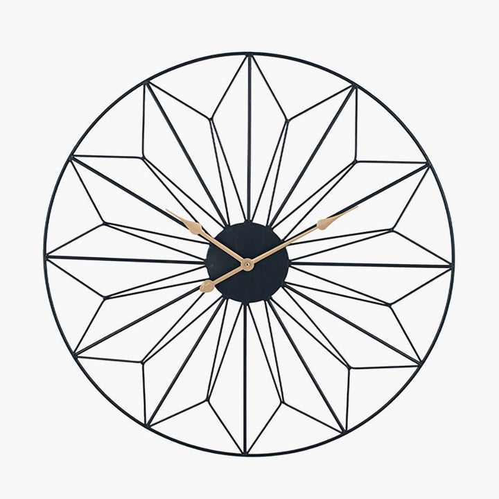 Black Metal Geo Design Round Wall Clock