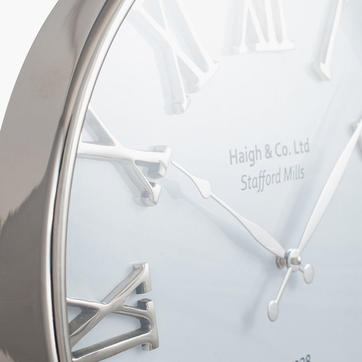 Silver Metal and White Face Round Wall Clock