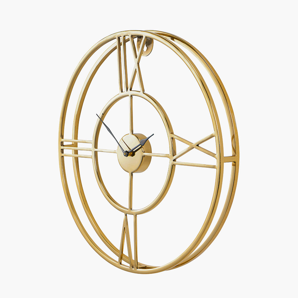 Gold Metal Double Framed Round Wall Clock