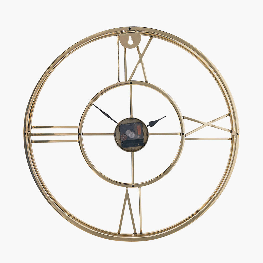 Gold Metal Double Framed Round Wall Clock