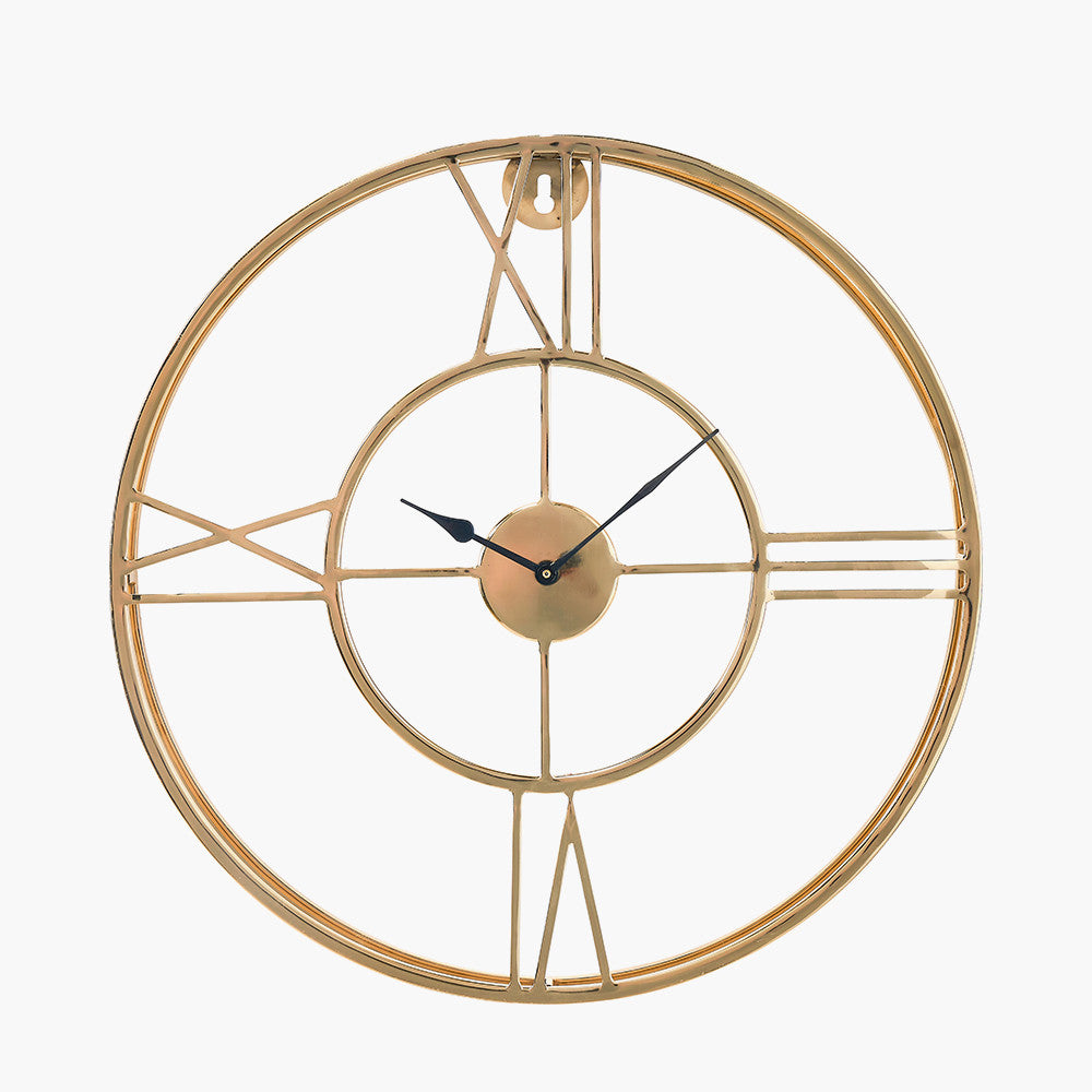 Gold Metal Double Framed Round Wall Clock