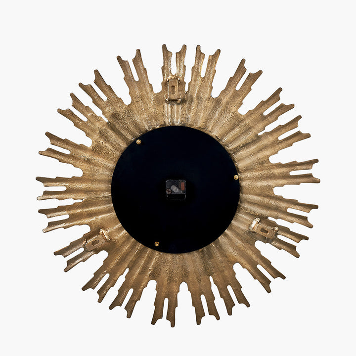 Gold Metal and Black Face Starburst Wall Clock