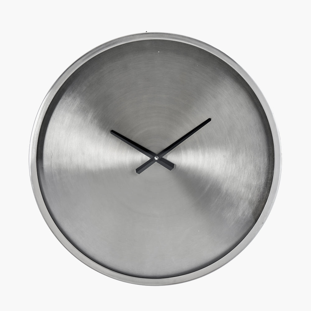 Brushed Silver Metal Round Wall Clock