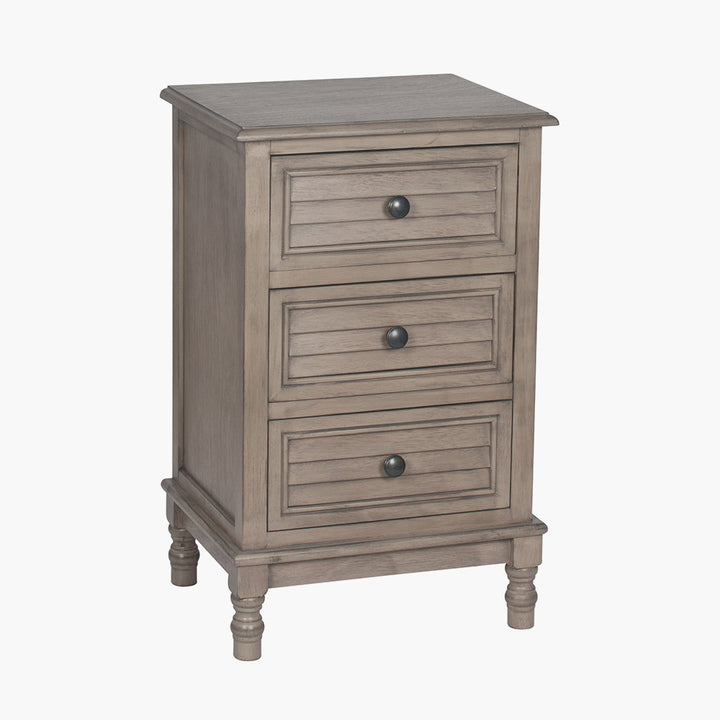 Ashwell Taupe Pine Wood 3 Drawer Unit