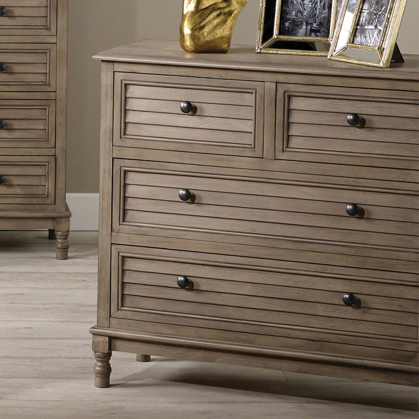 Ashwell Taupe Pine Wood 4 Drawer Unit