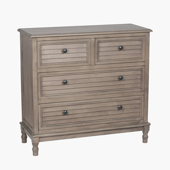 Ashwell Taupe Pine Wood 4 Drawer Unit