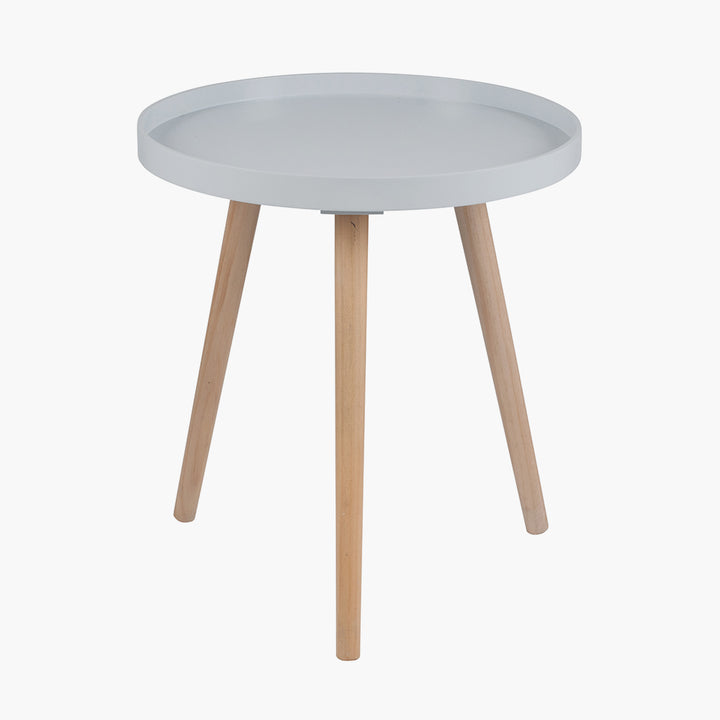 Halston Light Grey Wood Veneer and Natural Pine Wood Side Table