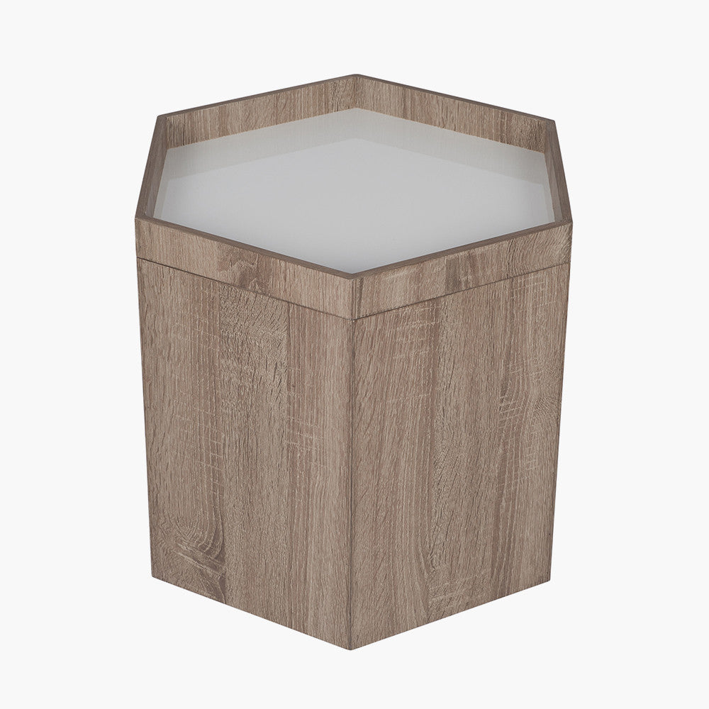 Oslo Natural and White Wood Hexagonal Storage Box Small