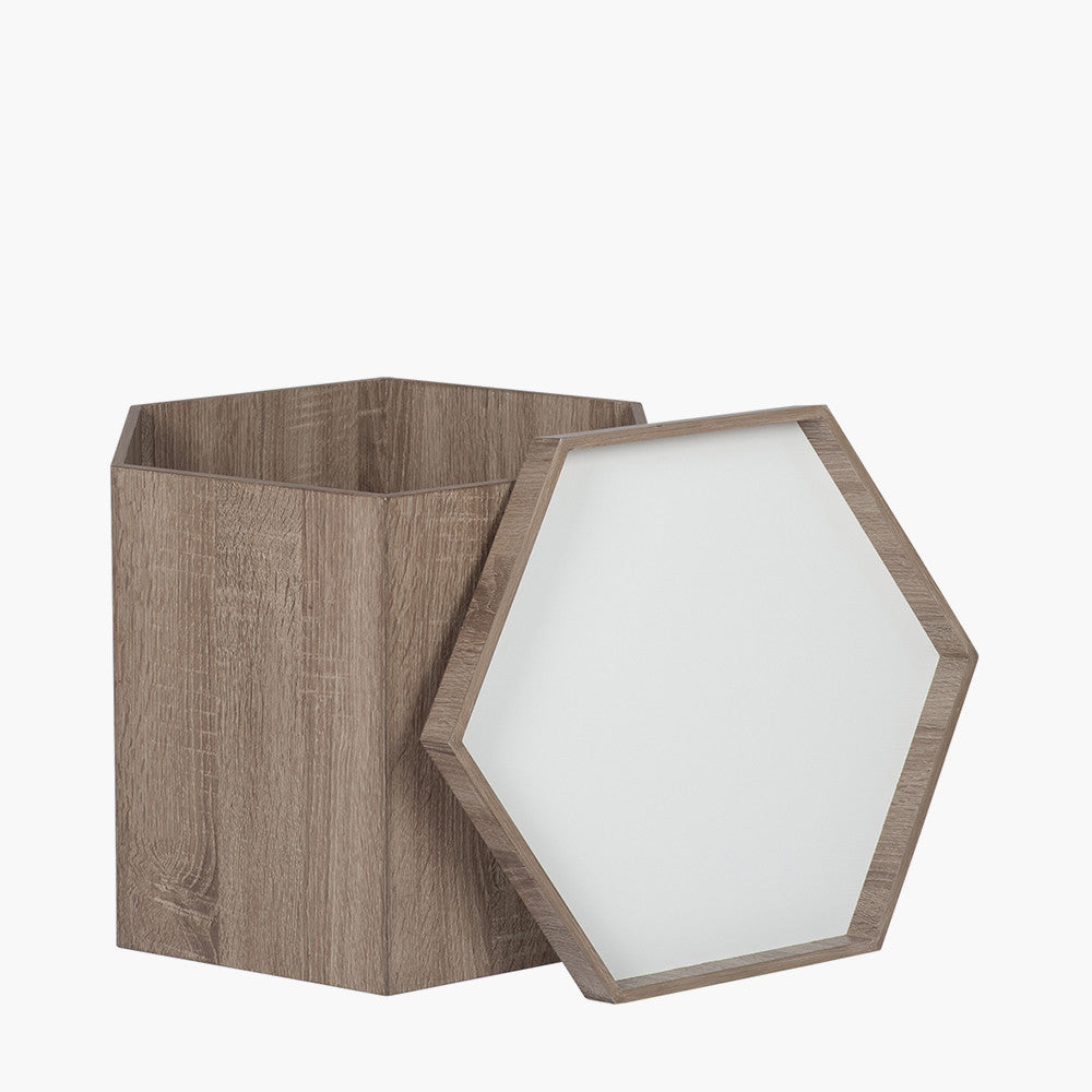 Oslo Natural and White Wood Hexagonal Storage Box Small