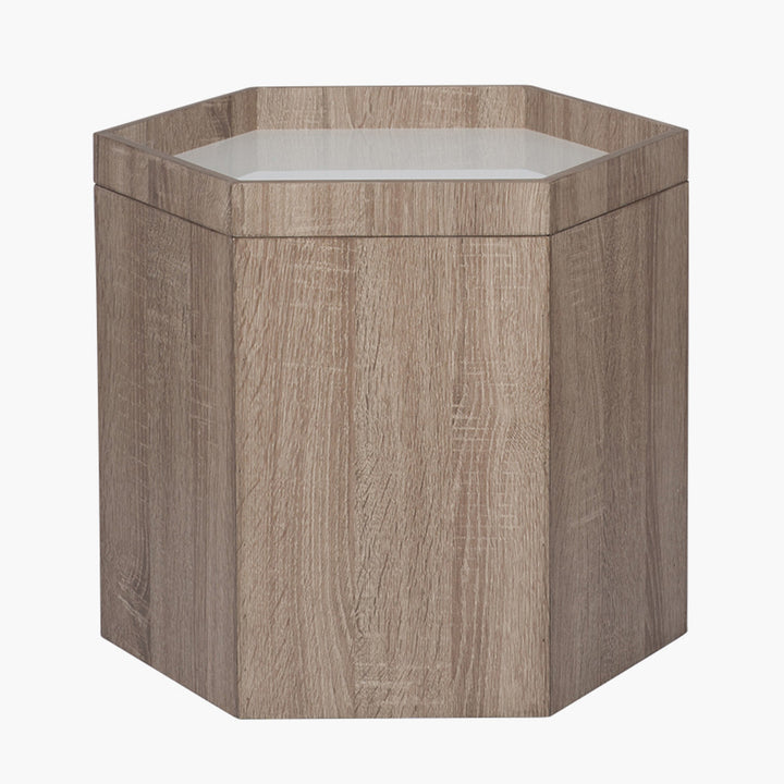 Oslo Natural and White Wood Hexagonal Storage Box Small