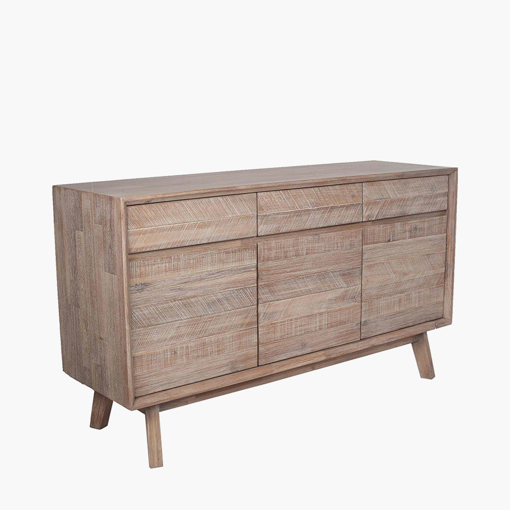 Kalmar Sand Wash Acacia Wood 3 Drawer 3 Door Sideboard