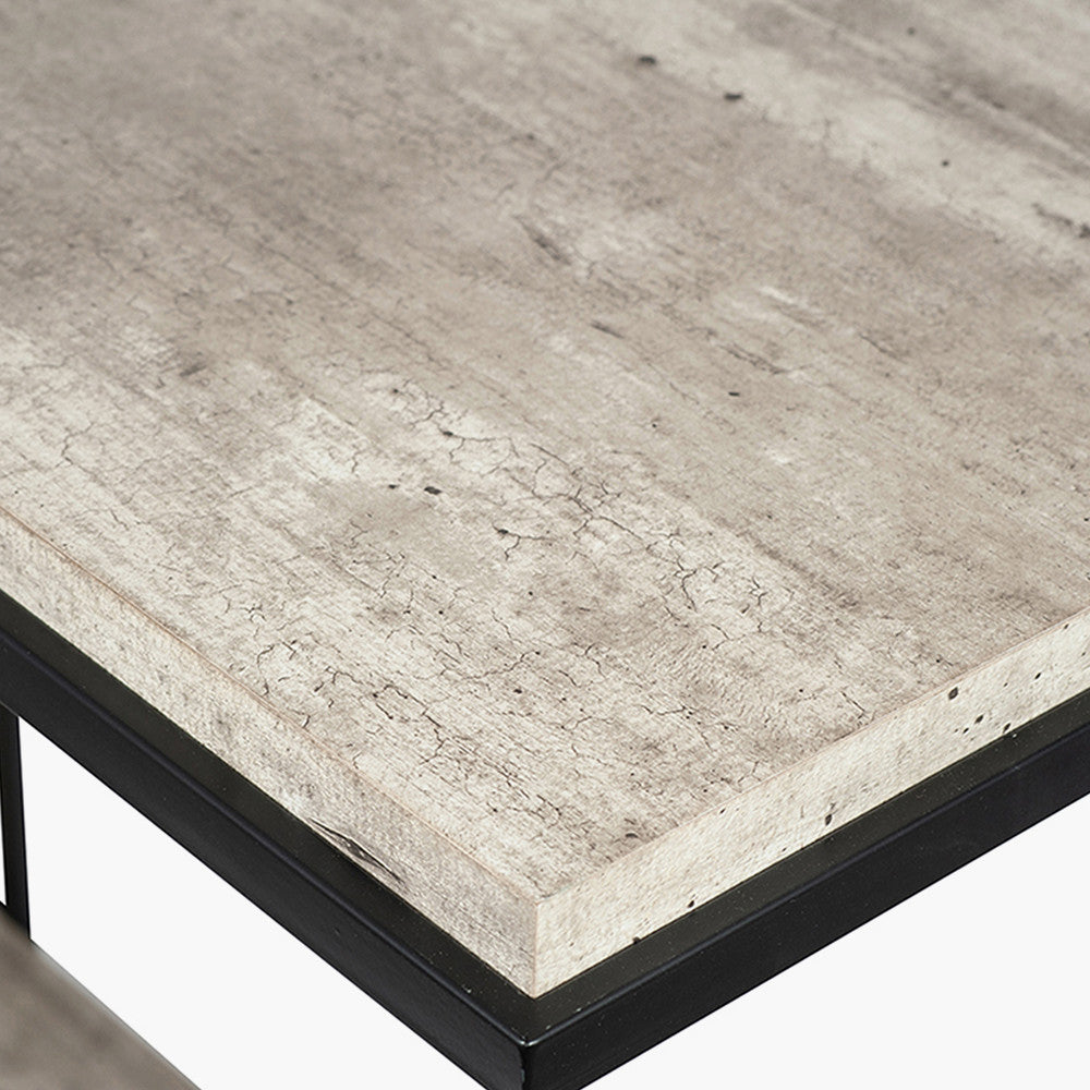 Jersey Concrete Effect Wood Veneer and Black Metal Console Table