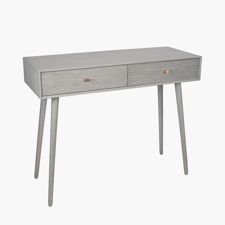 Chaya Dark Grey Pine Wood 2 Drawer Console Table