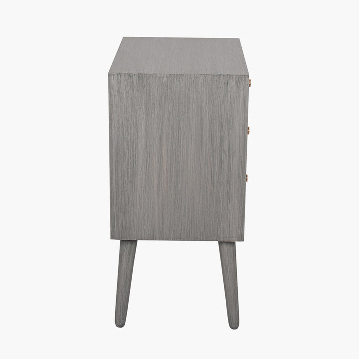 Chaya Dark Grey Pine Wood 3 Drawer Bedside Table