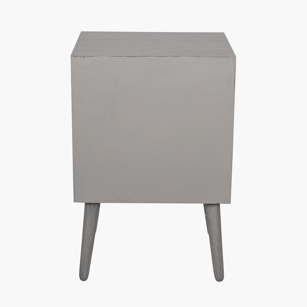 Chaya Dark Grey Pine Wood 3 Drawer Bedside Table