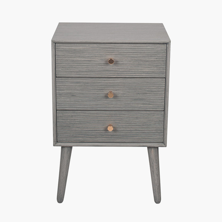 Chaya Dark Grey Pine Wood 3 Drawer Bedside Table