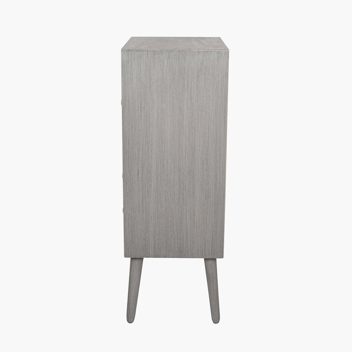 Chaya Dark Grey Pine Wood 5 Drawer Tall Boy