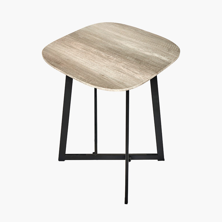 Ukiah Grey Oak Veneer and Black Metal Side Table