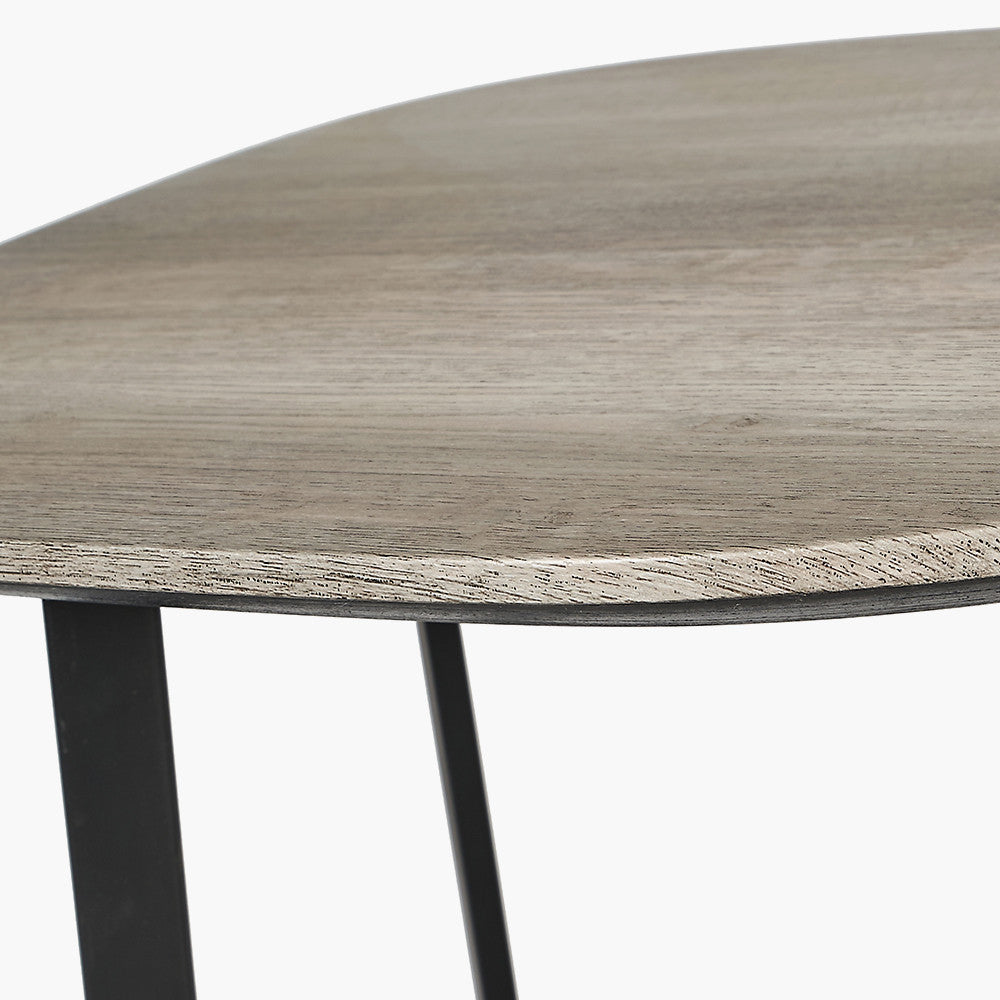 Ukiah Grey Oak Veneer and Black Metal Side Table