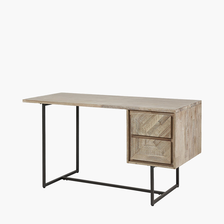 Marca Sand Wash Acacia Wood and Black Metal Desk