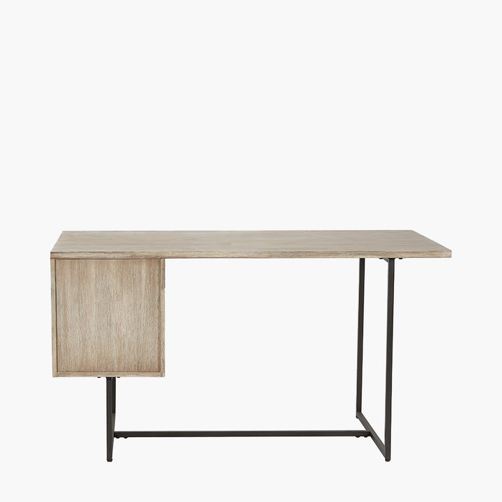 Marca Sand Wash Acacia Wood and Black Metal Desk