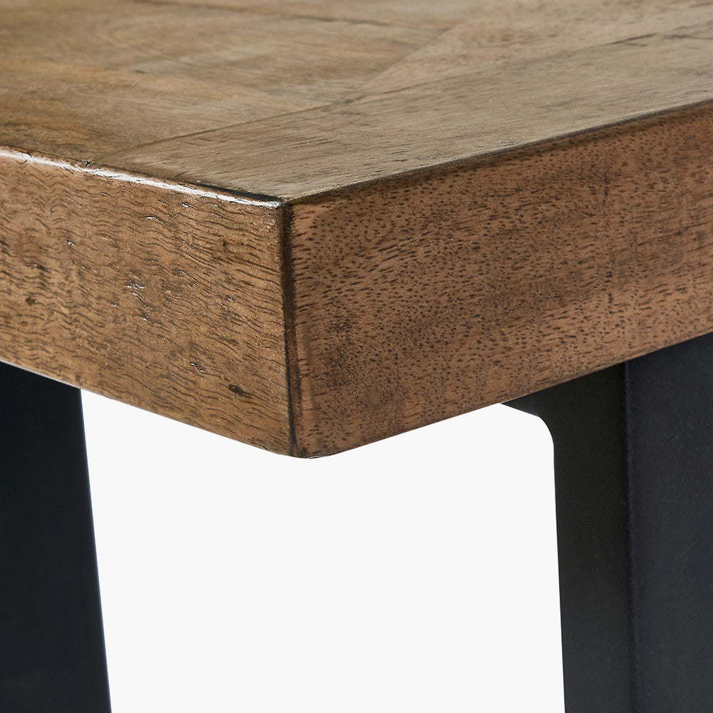 Pahoja Oak Finish Mango Wood and Black Metal Console Table