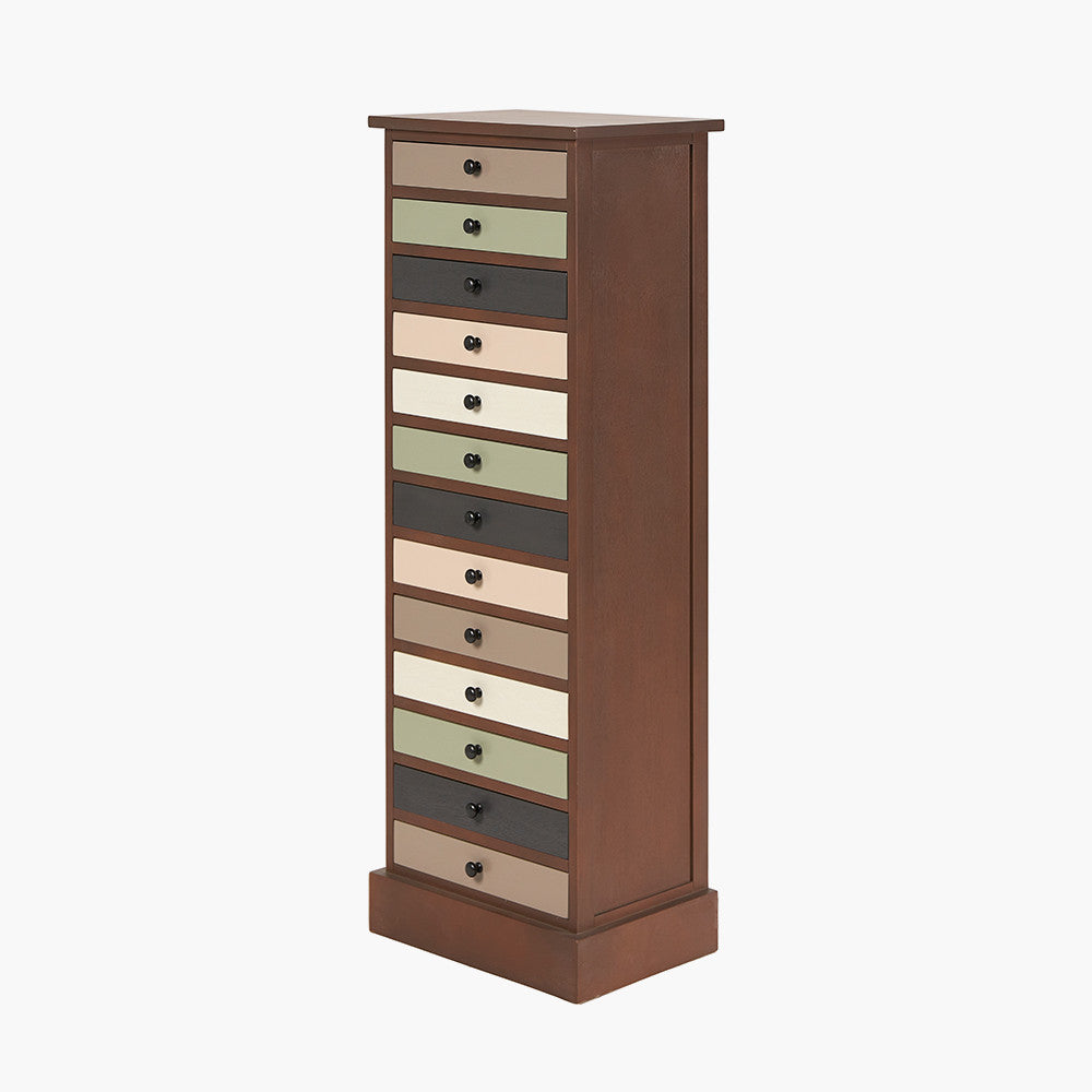 Loft Sage Multicoloured Pine Wood 13 Drawer Unit